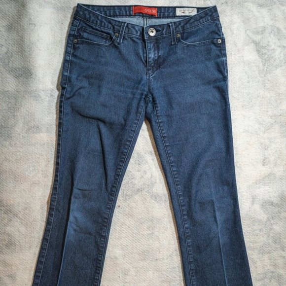 Guess Low Rise Straight Grace Fit Dark Blue Jeans - Picture 1 of 8